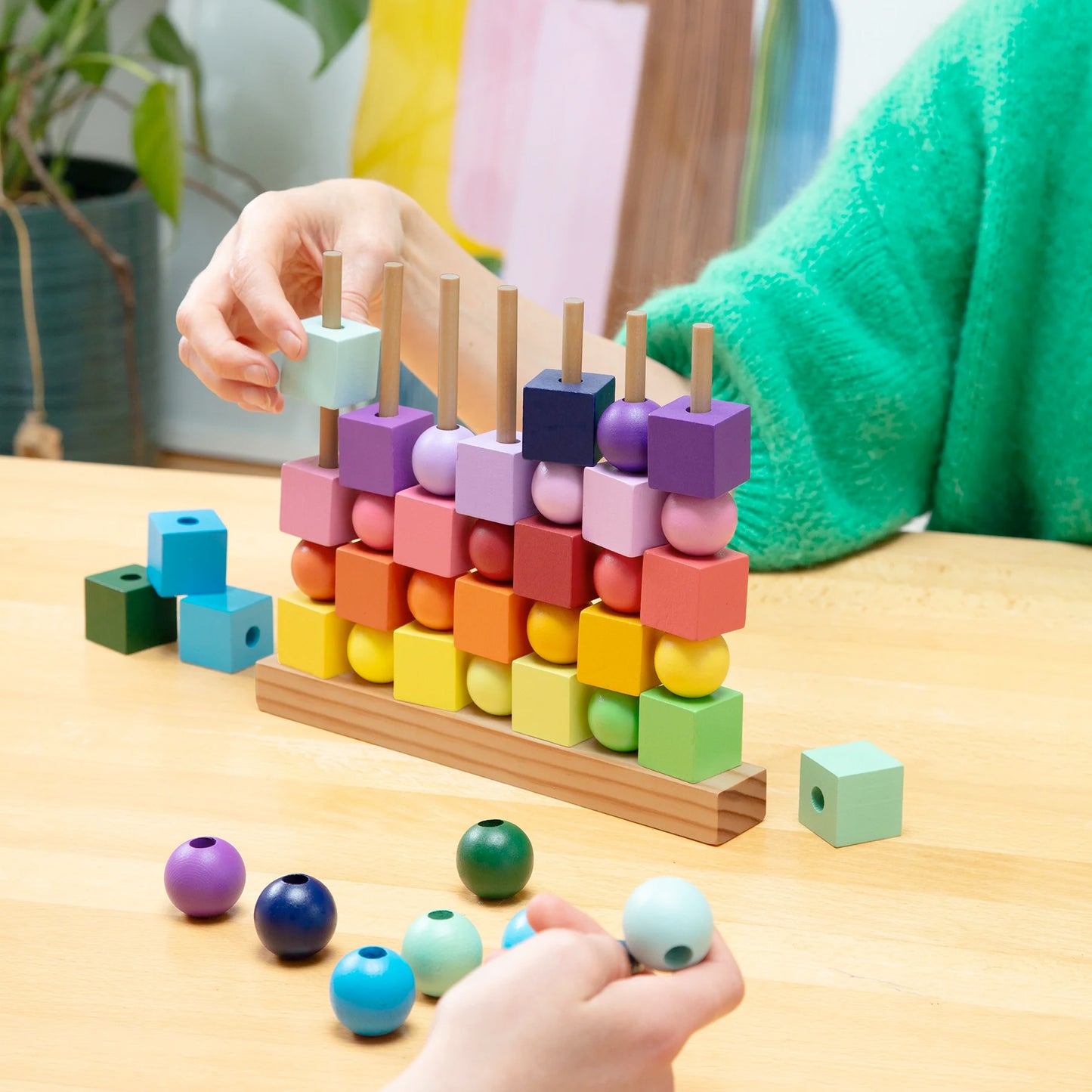 Block Design Wooden Four in a Row Game