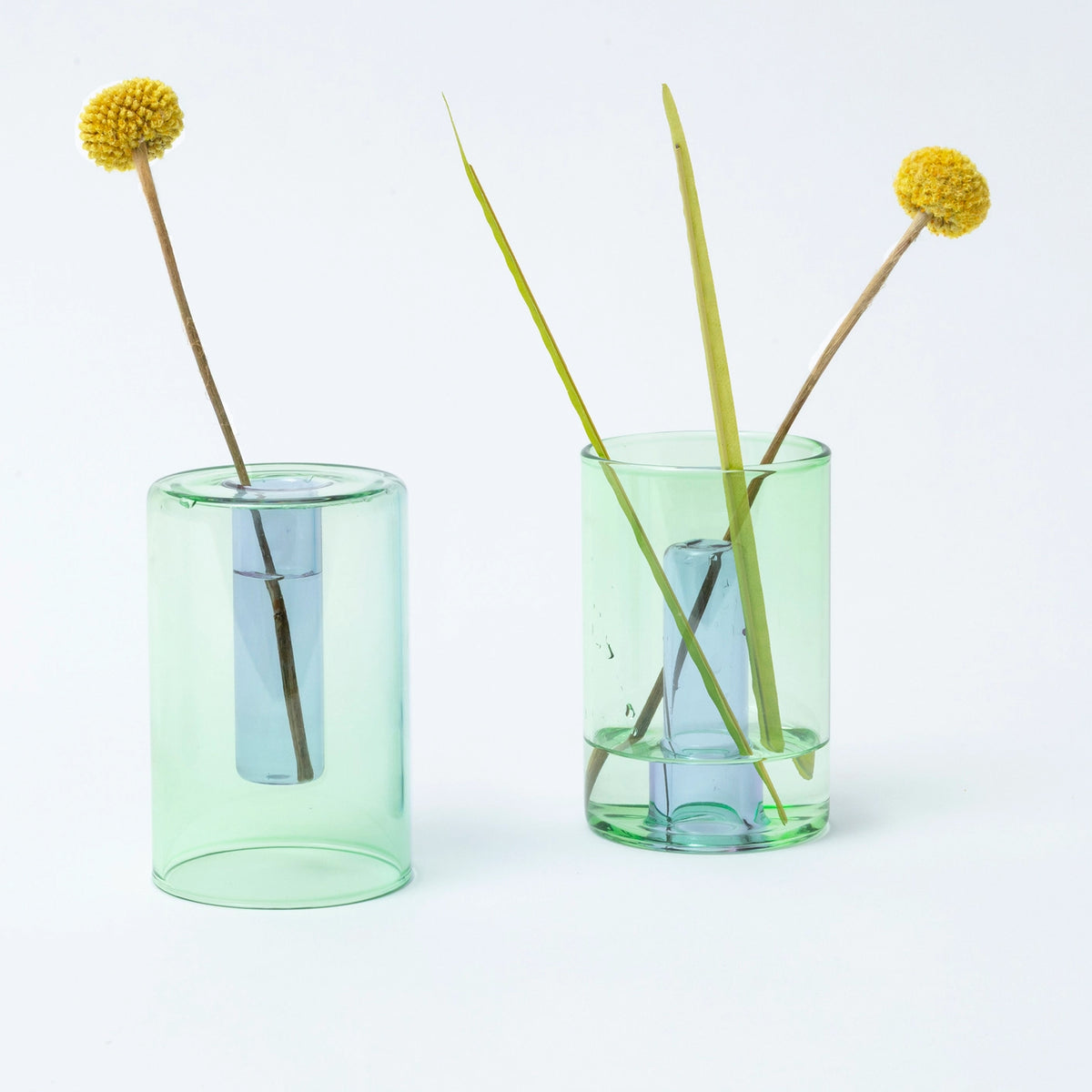 Block Design Small Reversible Glass Vase