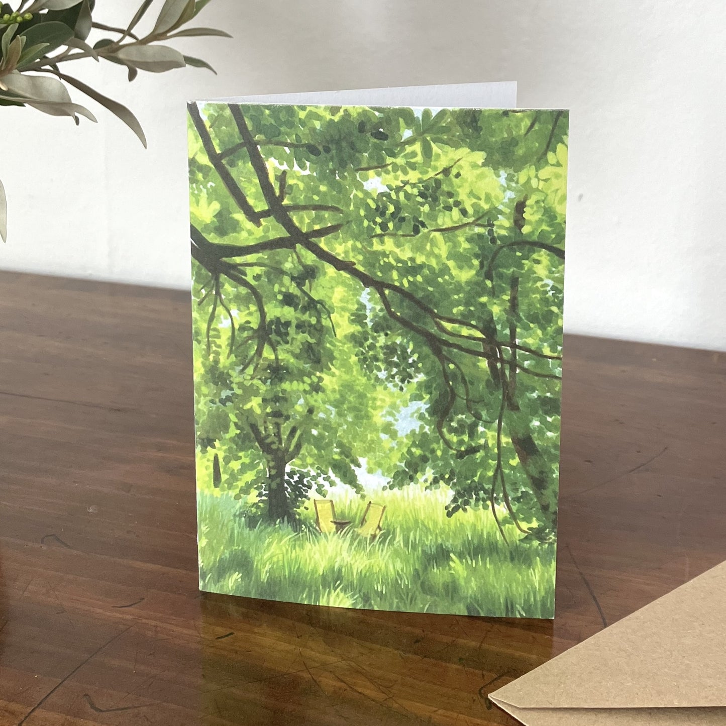 Cathy Eliot St Peter's Churchyard with Yellow Chairs Greetings Card