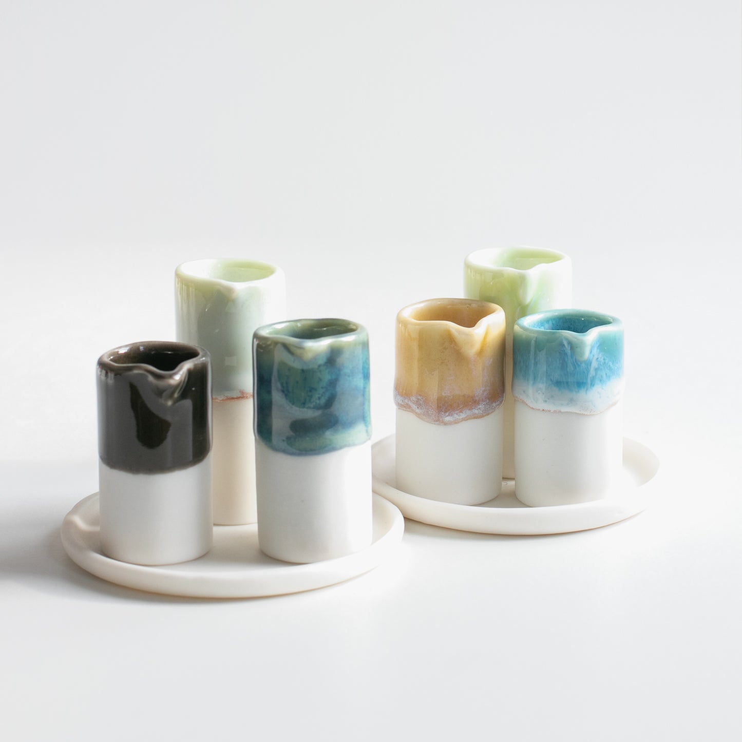 Naked Clay Ceramics Set of 3 Small Vessels with Tray
