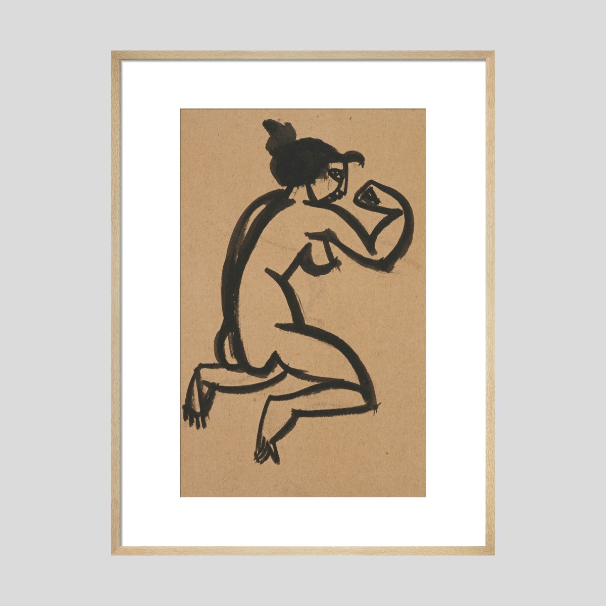 Henri Gaudier-Brzeska Female nude kneeling and flexing right arm Print