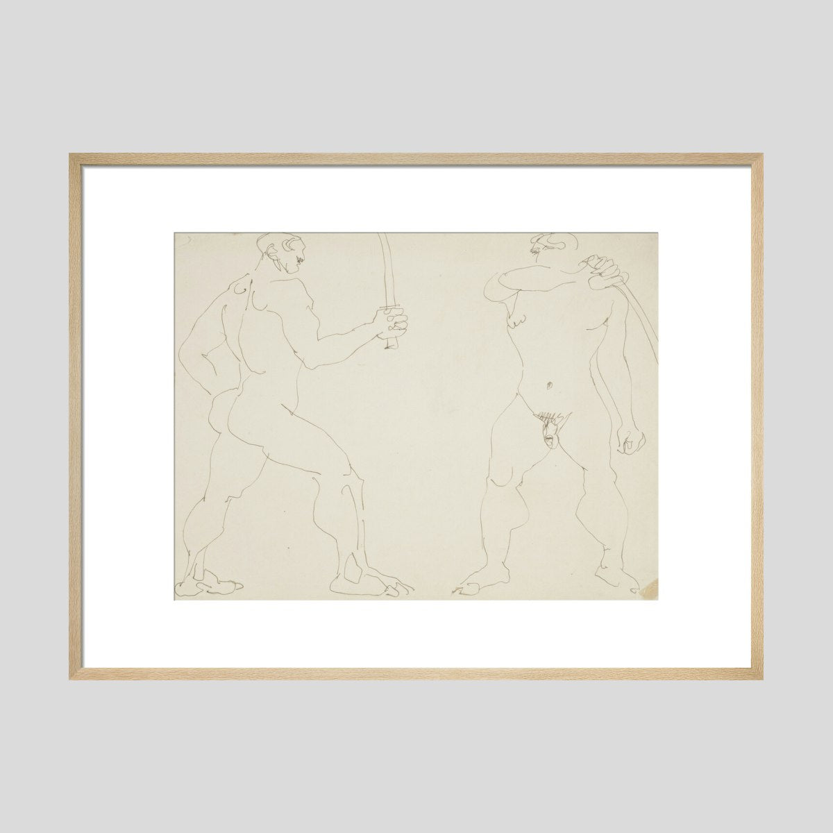 Henri Gaudier-Brzeska Two nude sword fighters Print