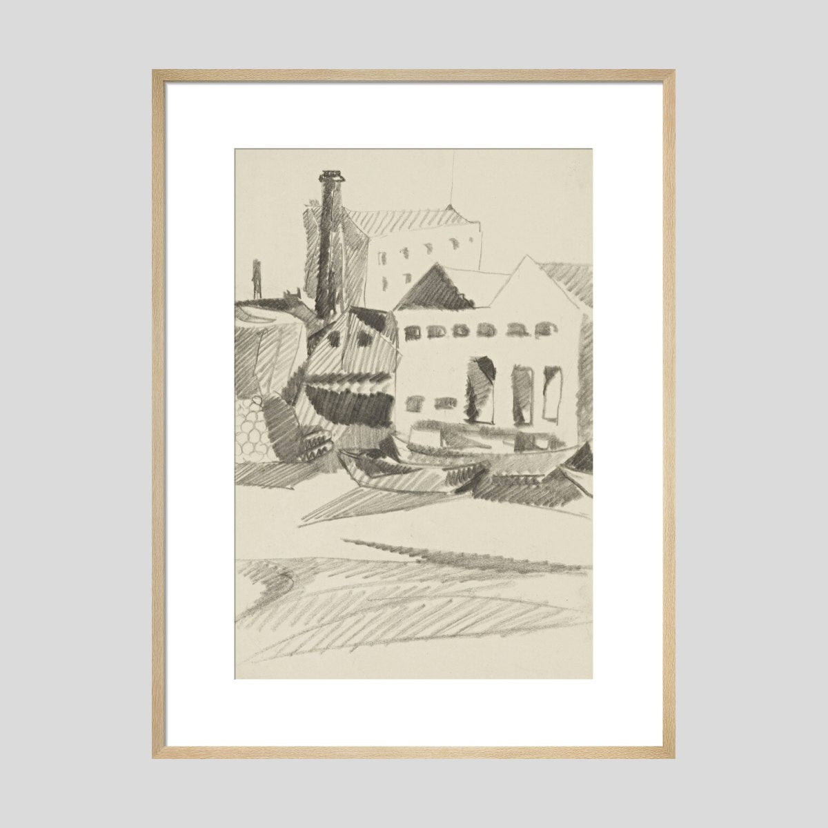 Henri Gaudier-Brzeska House and boats Print