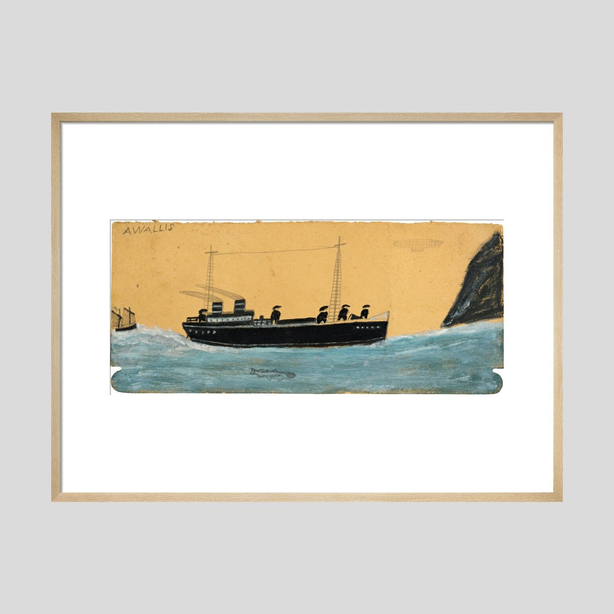 Alfred Wallis Motor vessel with airship and shark Print