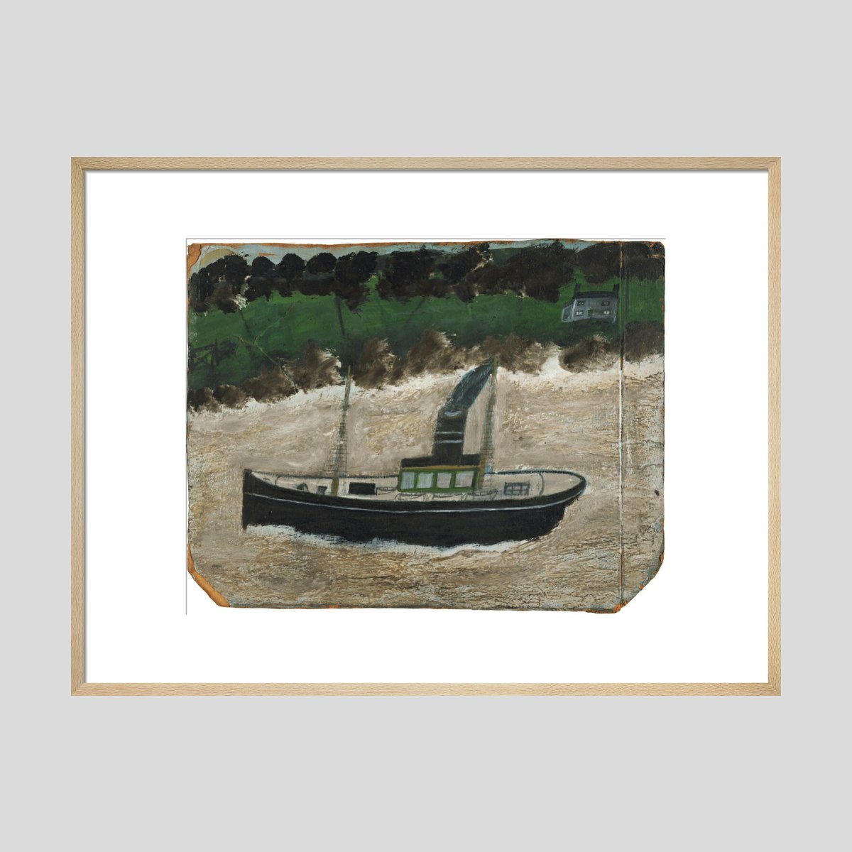 Alfred Wallis Coaster by shore with house Print