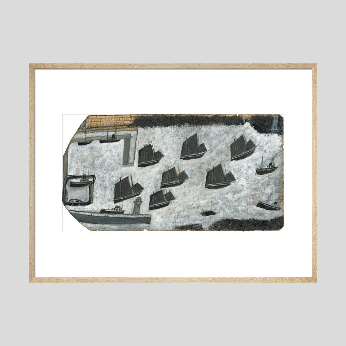 Alfred Wallis Sailing ships and two steamers - Newlyn harbour Print