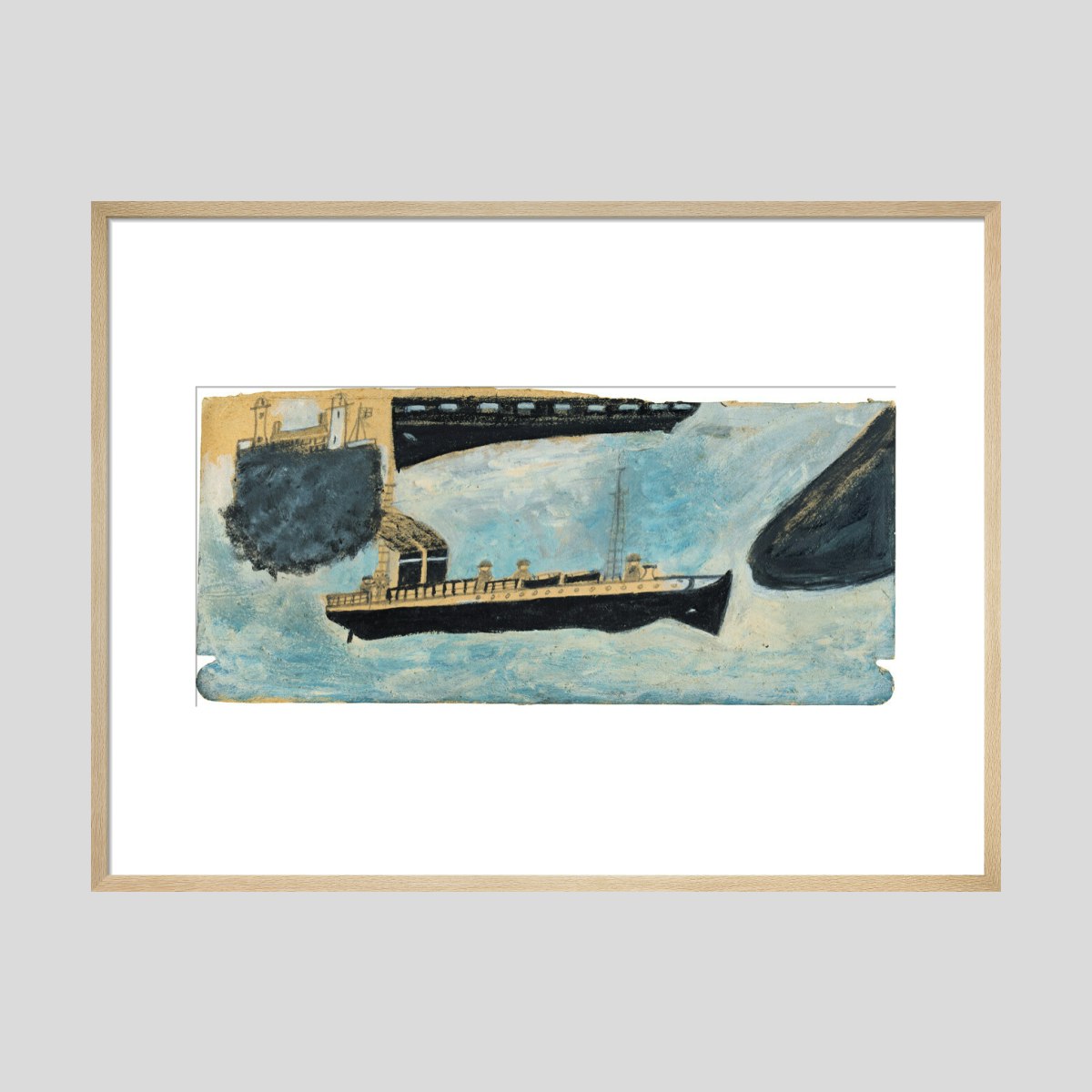 Alfred Wallis Motor vessel with four men Print