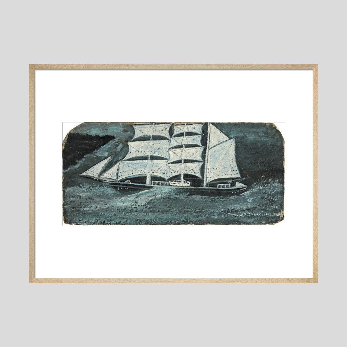 Alfred Wallis Barque with man at the wheel on a stormy sea Print