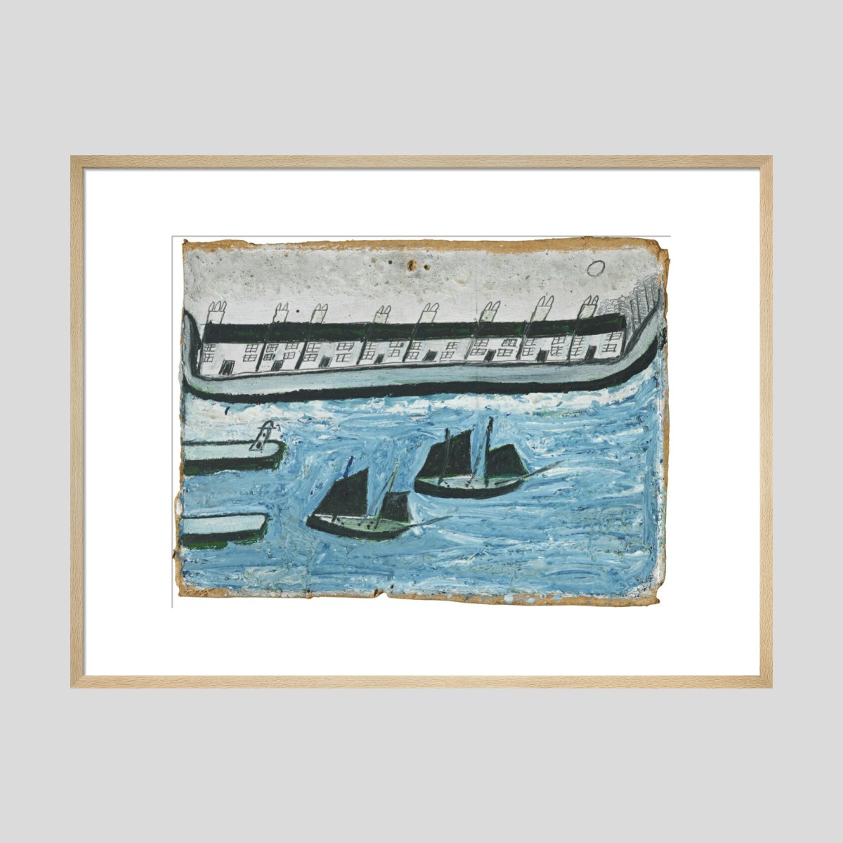 Alfred Wallis Houses at the water's edge (Porthleven?) Print