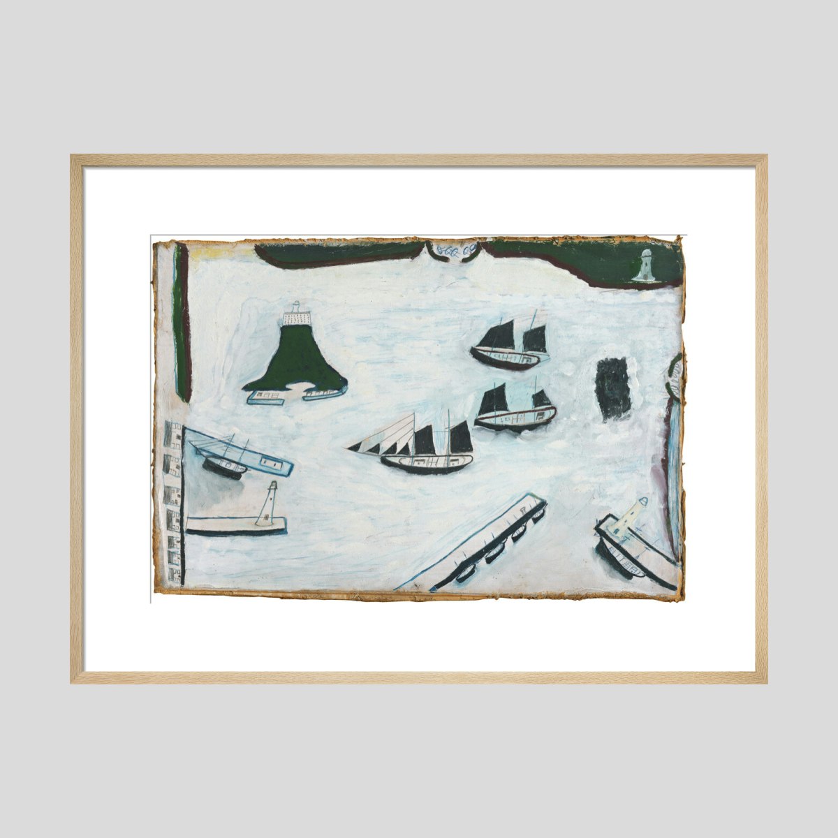 Alfred Wallis Mount's Bay with four lighthouses Print