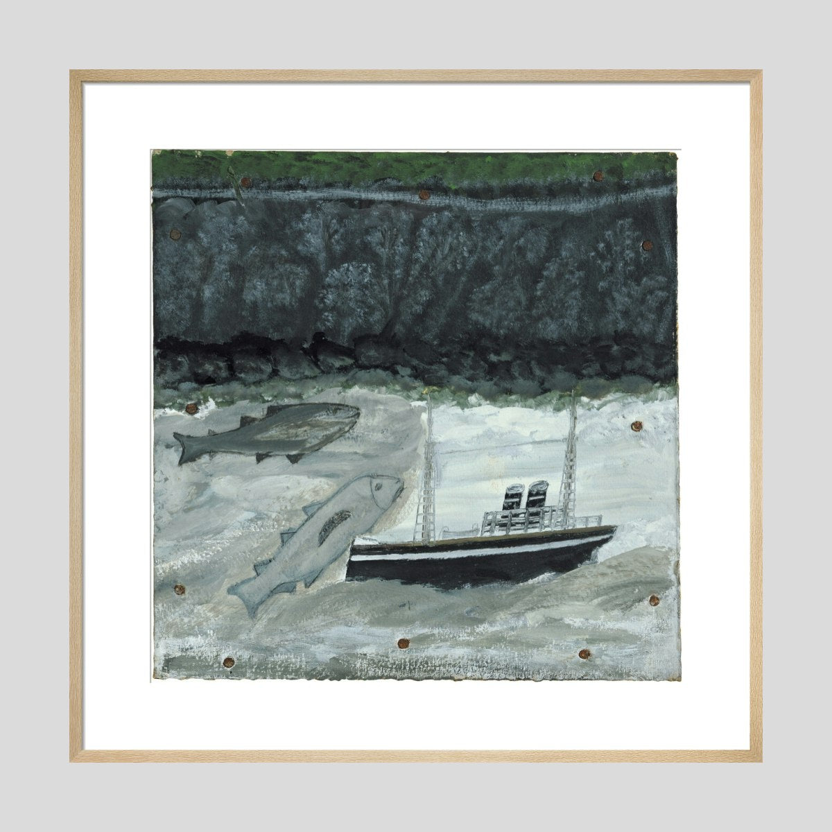 Alfred Wallis Land fish and motor vessel Print
