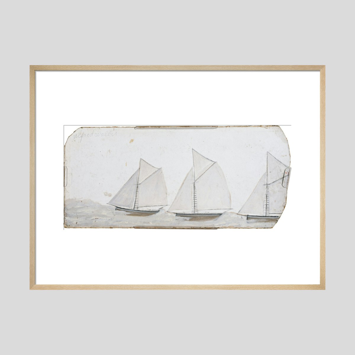 Alfred Wallis Three sailing boats in a line Print