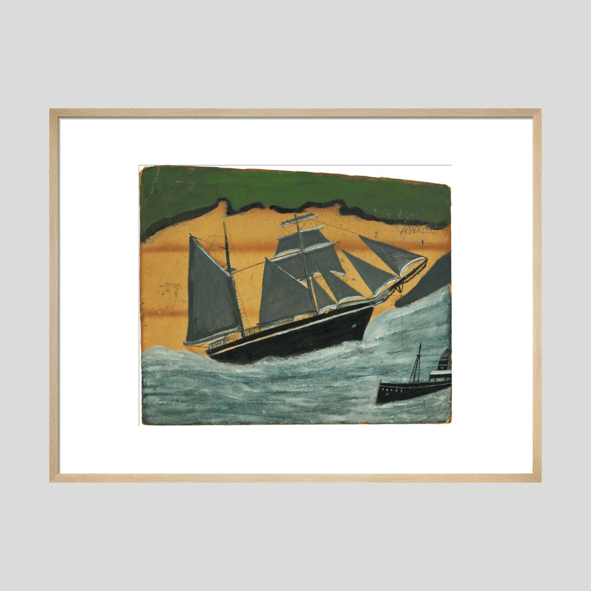 Alfred Wallis Sailing ship against a sandy beach Print