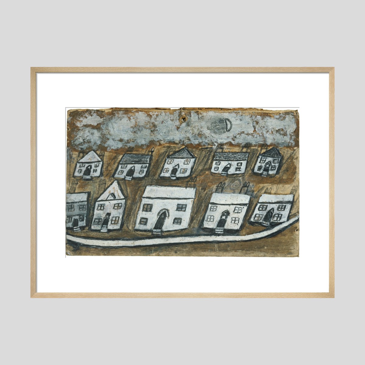 Alfred Wallis White houses - Hales Down near St. Ives Print