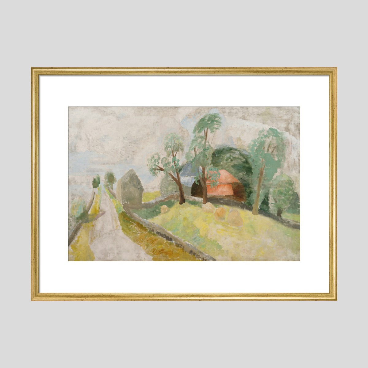 Winifred Nicholson Road along the Roman Wall (Landscape with Two Houses) Print