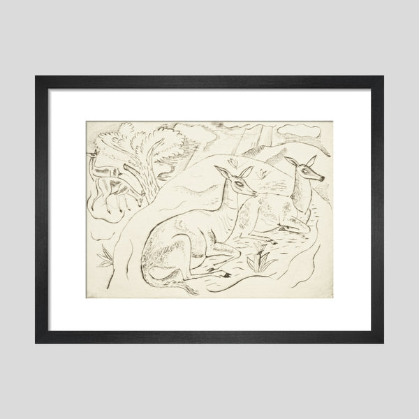 David Jones Resting Animals (four deer) Print Kettle's Yard