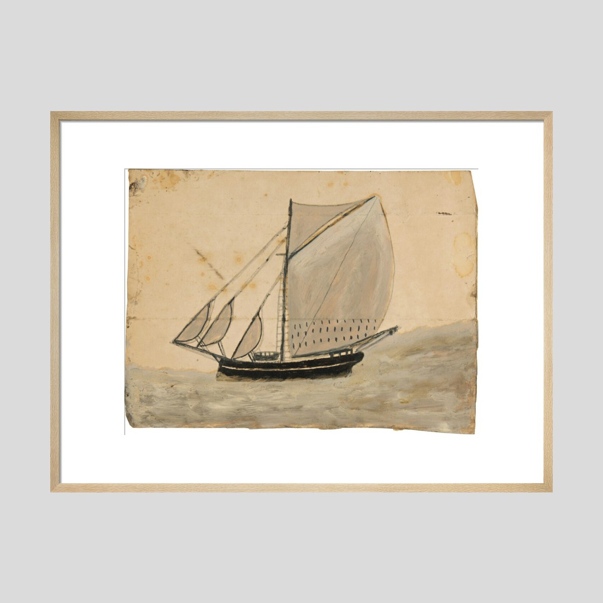 Alfred Wallis Sailing boat with French-grey sails Print