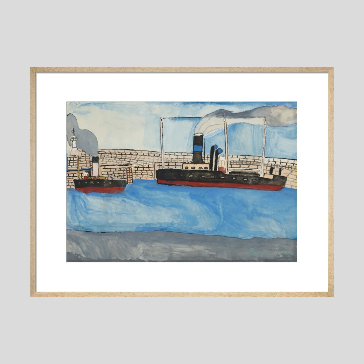 Bryan Pearce Two Motor Vessels in Harbour Print