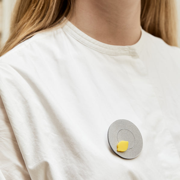 I Am Acrylic Lemon on a Pewter Dish Brooch Kettle's Yard