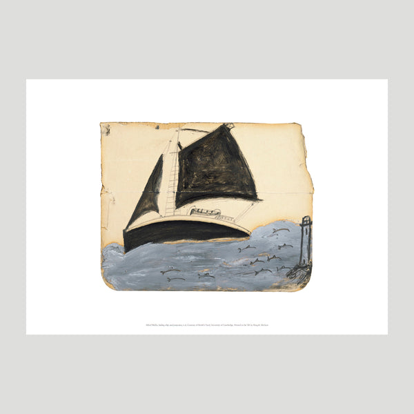 Alfred Wallis Sailing ship and porpoises 10 x 8" Print Kettle's Yard
