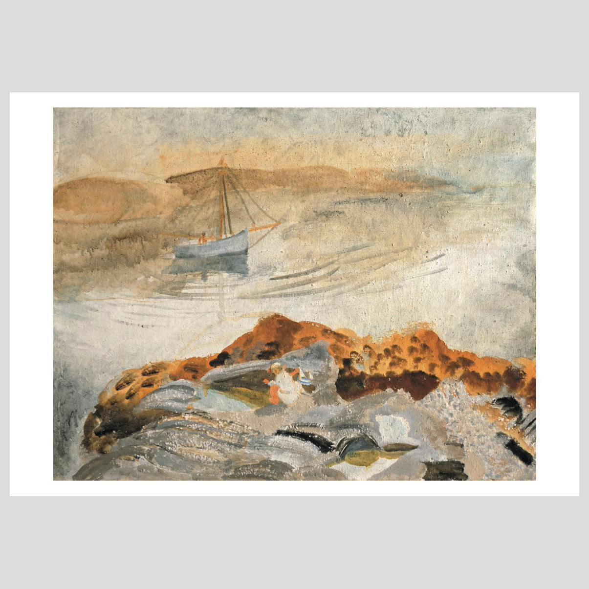 Langham Press Postcard Winifred Nicholson Seascape with Two Boats 1