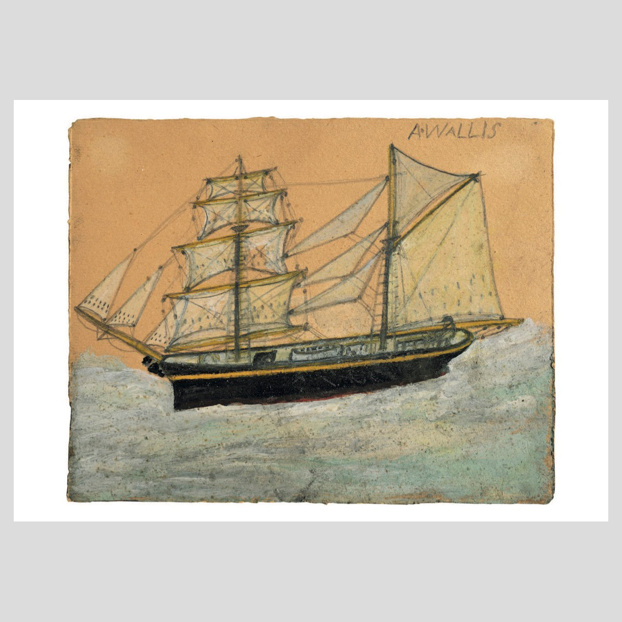 Postcard Alfred Wallis Brigantine with figurehead 1
