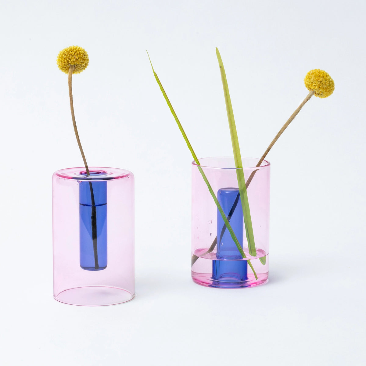 Block Design Small Reversible Glass Vase