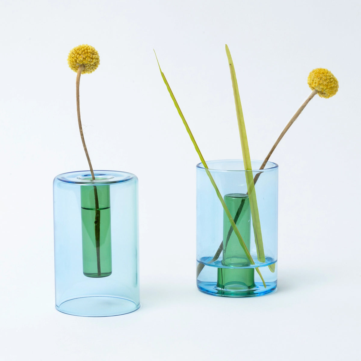 Block Design Small Reversible Glass Vase