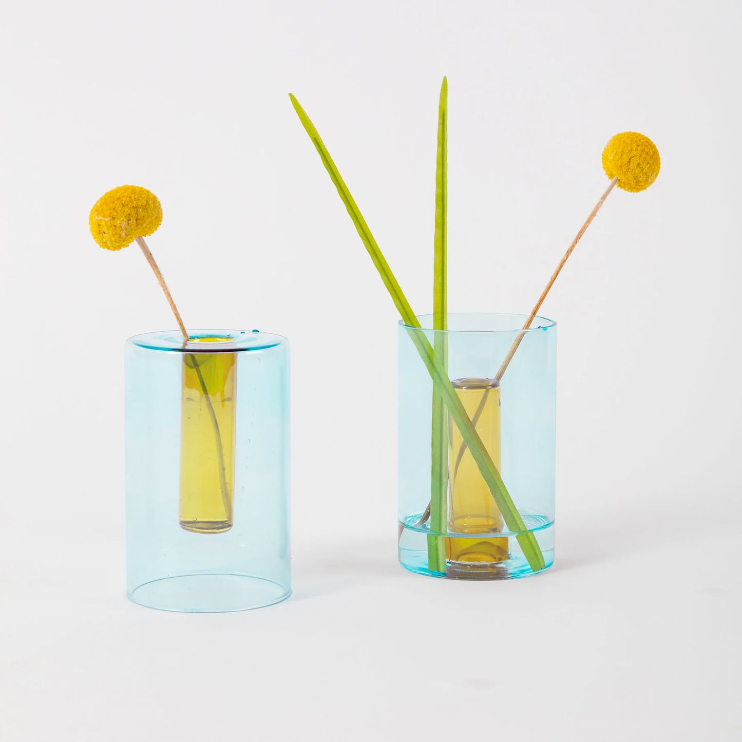 Block Design Small Reversible Glass Vase