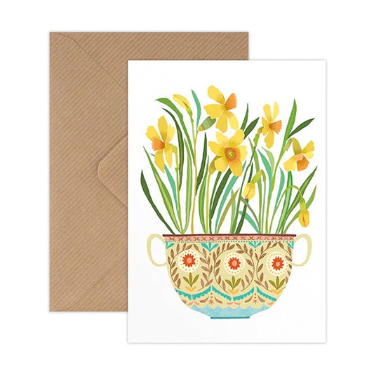 Brie Harrison Daffodil Pot Greetings Card