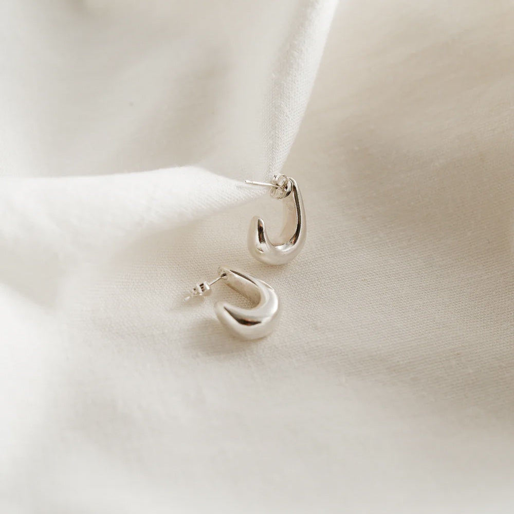 Studio Adorn Solid Silver Curl Drop Studs