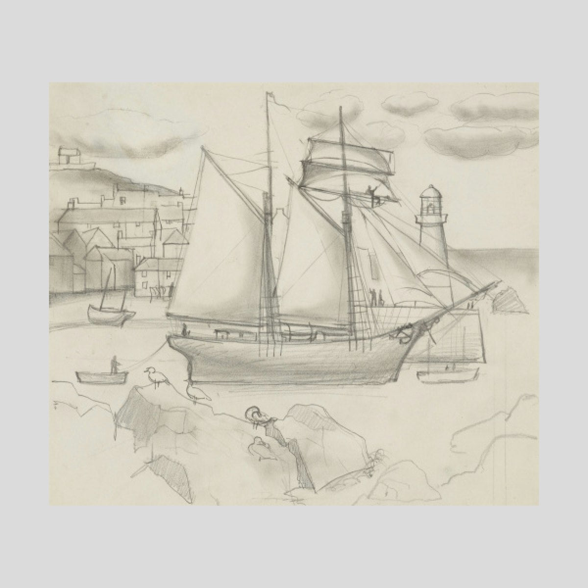 Christoper Wood Ship in Harbour Print