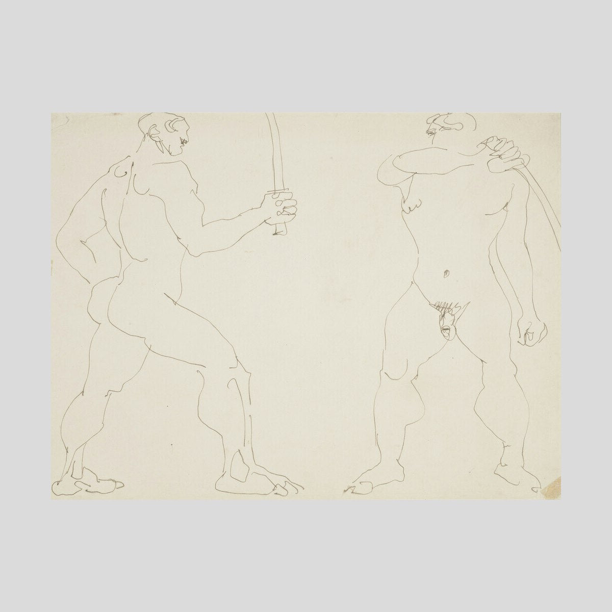 Henri Gaudier-Brzeska Two nude sword fighters Print