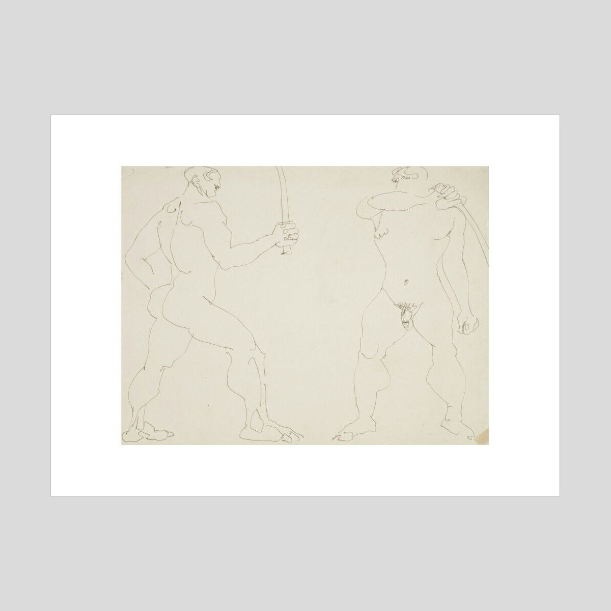 Henri Gaudier-Brzeska Two nude sword fighters Print