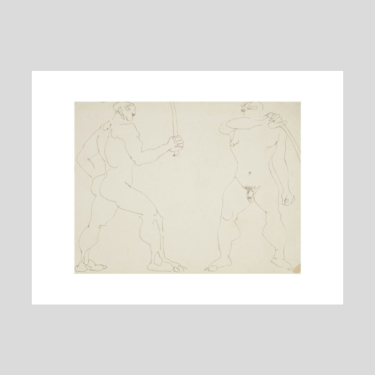 Henri Gaudier-Brzeska Two nude sword fighters Print