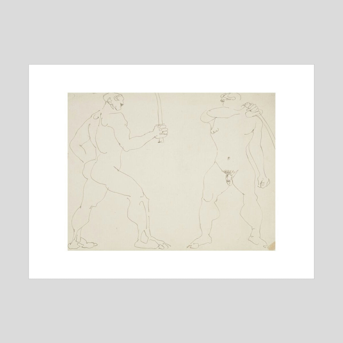 Henri Gaudier-Brzeska Two nude sword fighters Print