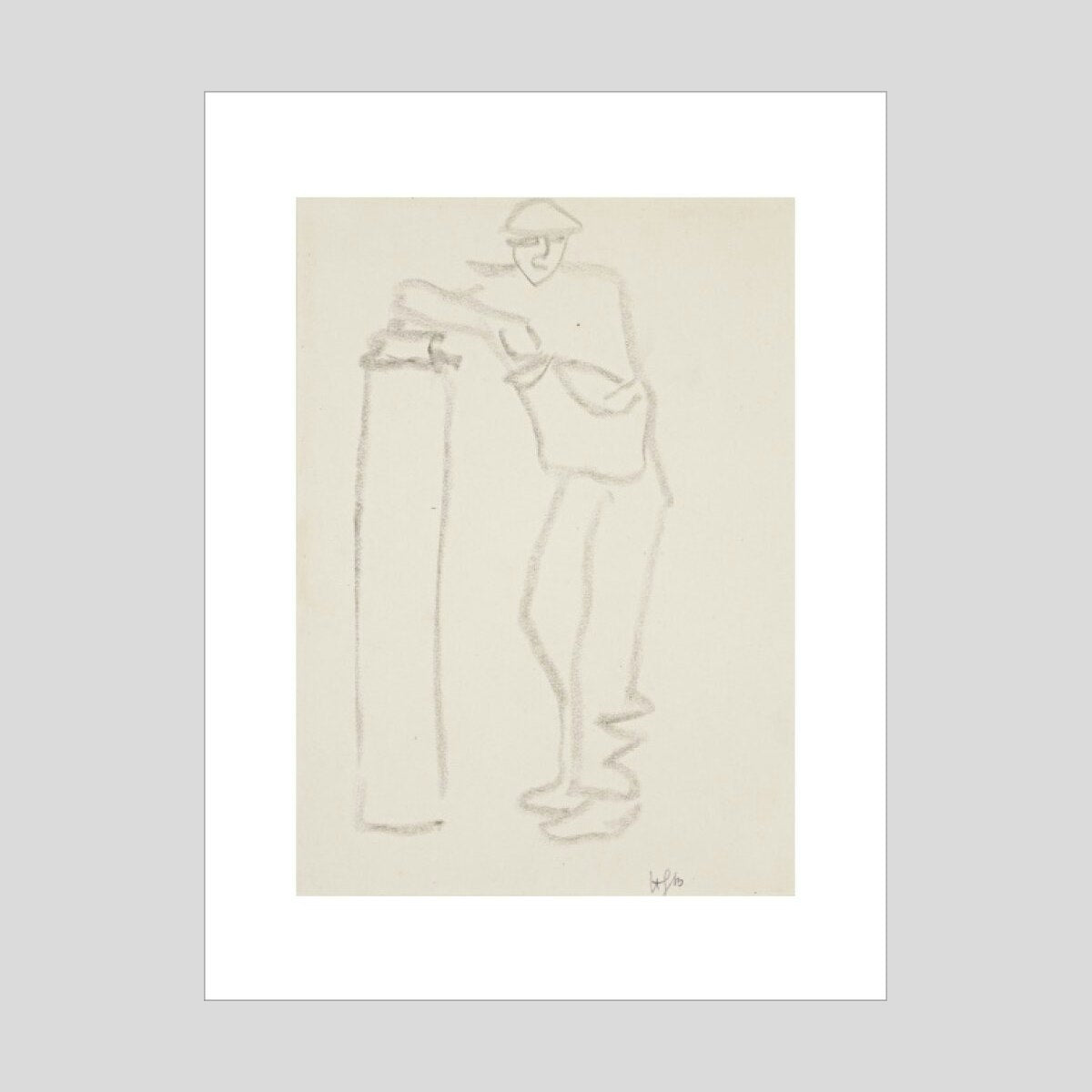 Henri Gaudier-Brzeska Man leaning on a pillar Print