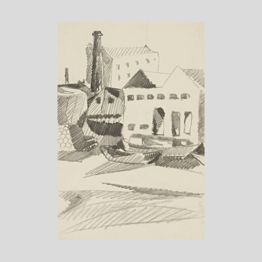 Henri Gaudier-Brzeska House and boats Print