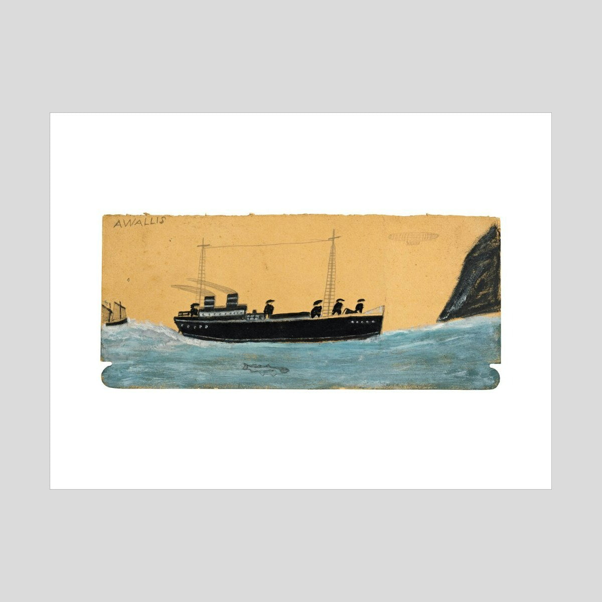 Alfred Wallis Motor vessel with airship and shark Print