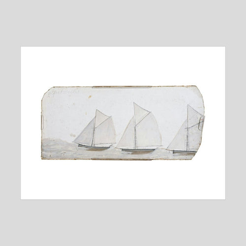 Alfred Wallis Four steam ships and three jetties Print