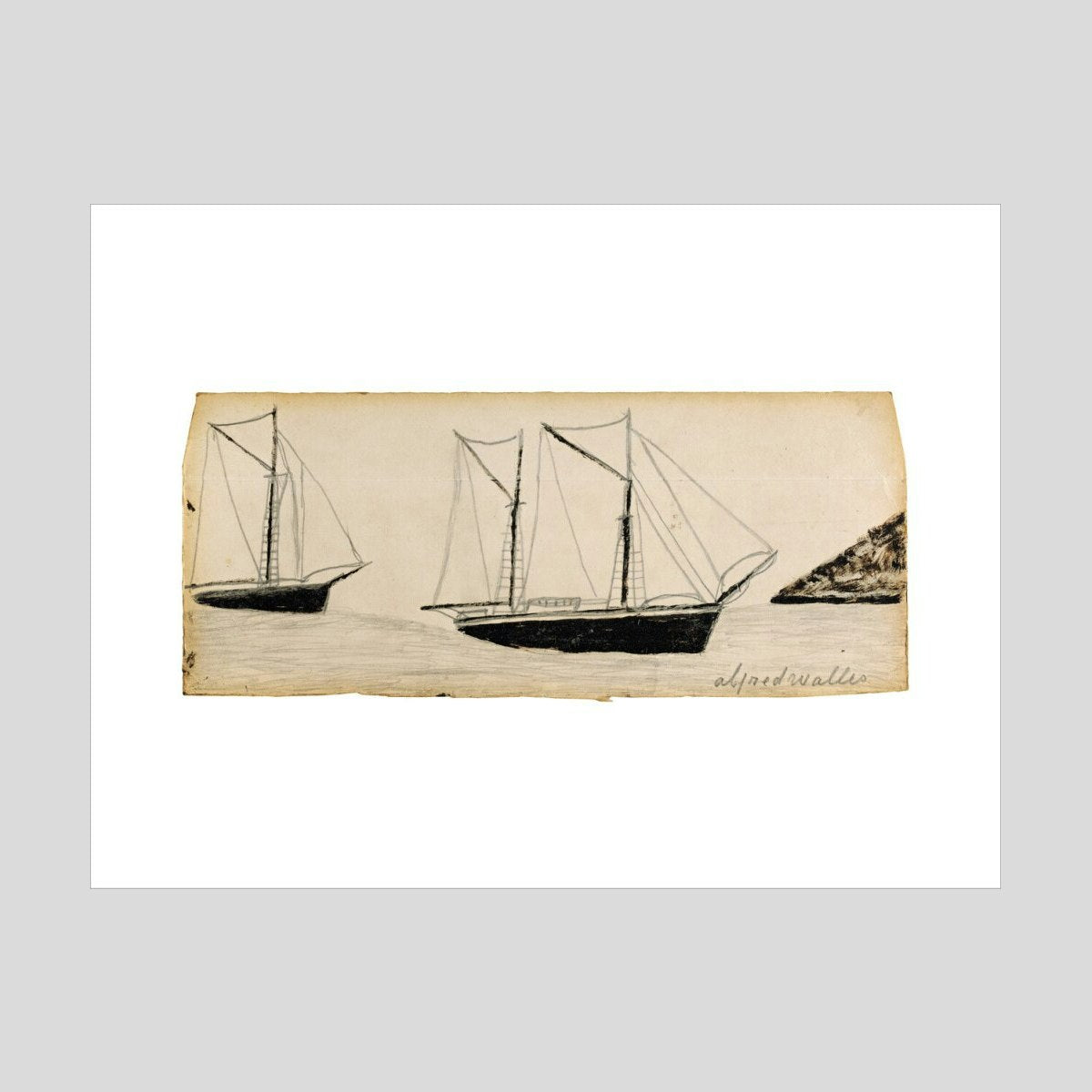 Alfred Wallis Two sailing ships Print