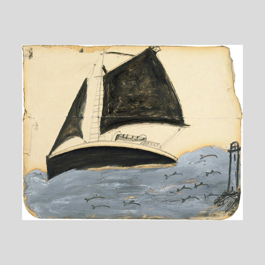 Alfred Wallis Sailing ship and porpoises Print