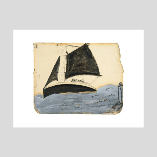 Alfred Wallis Sailing ship and porpoises Print