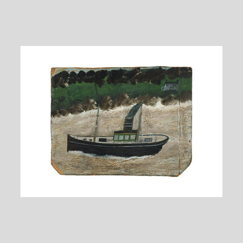 Alfred Wallis Coaster by shore with house Print