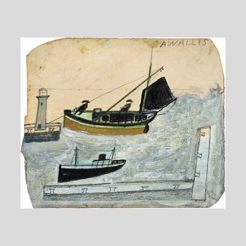 Alfred Wallis Two fishermen in their boat with one mast stepped Print