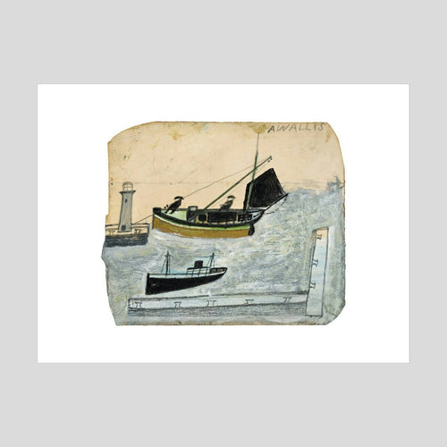 Alfred Wallis Two fishermen in their boat with one mast stepped Print