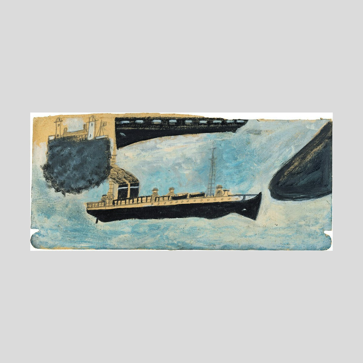 Alfred Wallis Motor vessel with four men Print