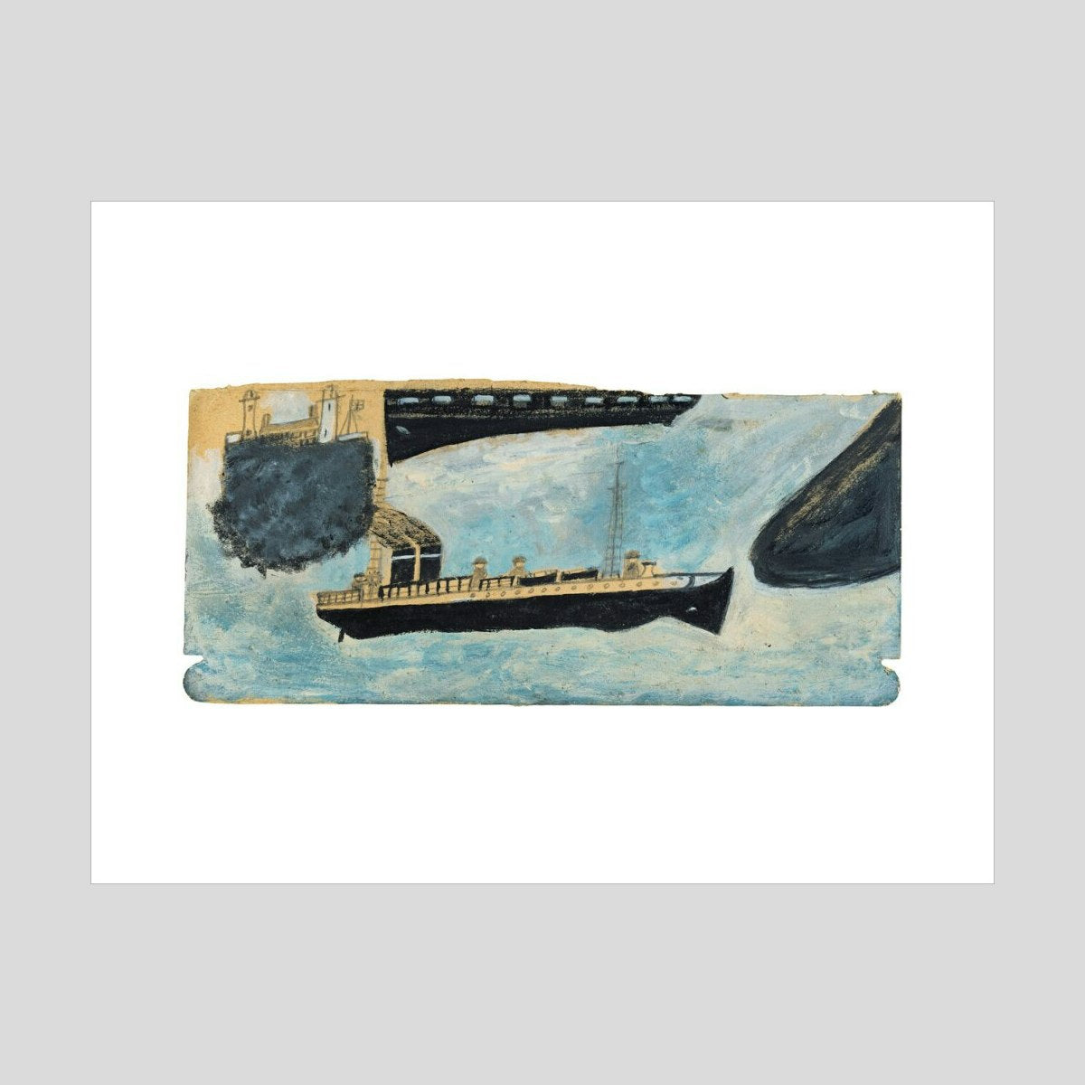 Alfred Wallis Motor vessel with four men Print