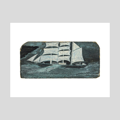 Alfred Wallis Barque with man at the wheel on a stormy sea Print