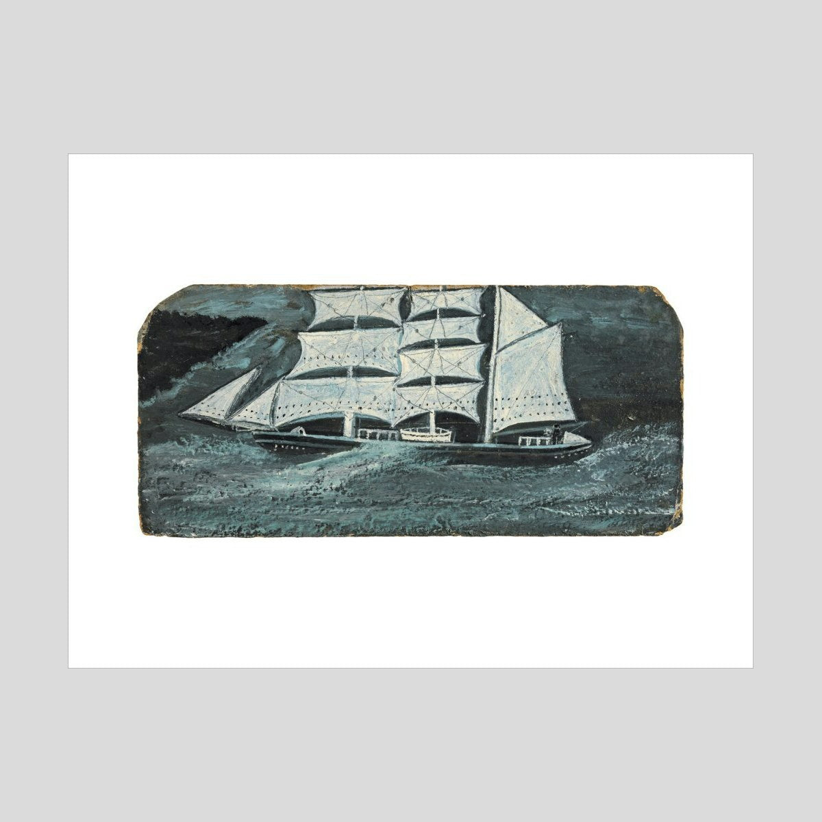 Alfred Wallis Barque with man at the wheel on a stormy sea Print